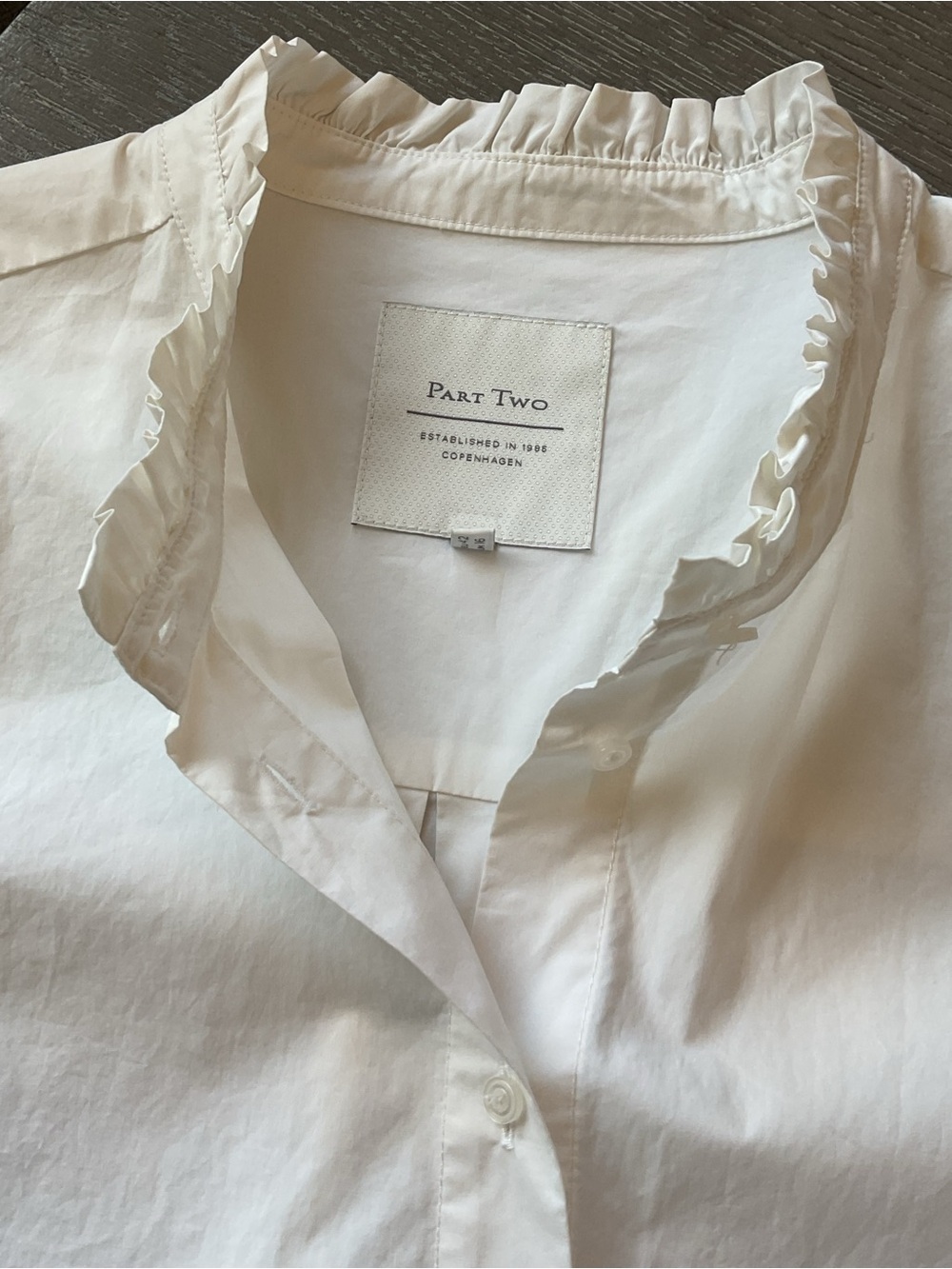 Part Two Jayda White button down Shirt with Ruffle Collar